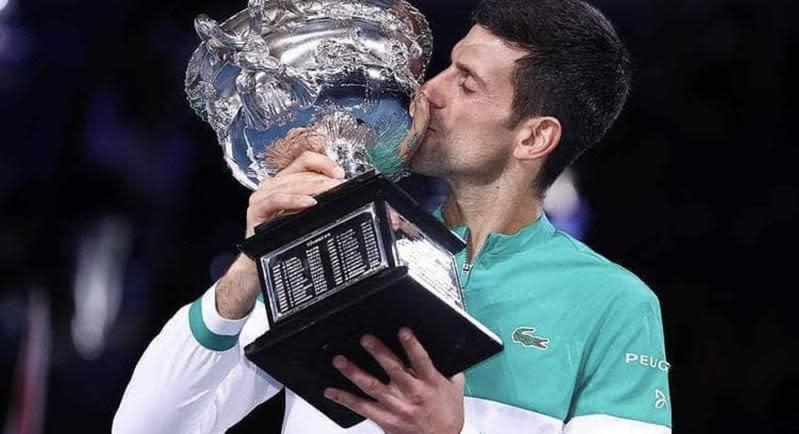 Novak Djokovic 贏得第9座澳網冠軍。（翻攝自Djokovic的IG）