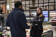 This image released by HBO Max shows Chiwetel Ejiofor, left, and Anne Hathaway in a scene from "Lockdown." (Susie Allnutt/HBO Max via AP)