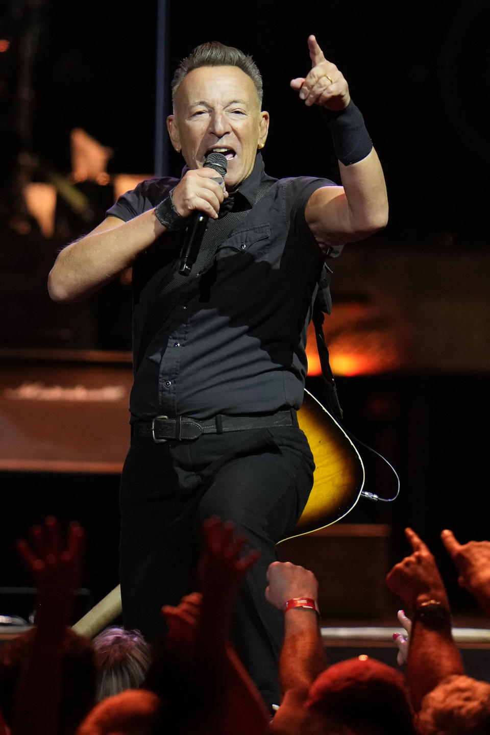 Singer Bruce Springsteen and the E Street Band perform during their 2023 tour Wednesday, Feb. 1, 2023, at Amalie Arena in Tampa, Fla. (AP Photo/Chris O'Meara)