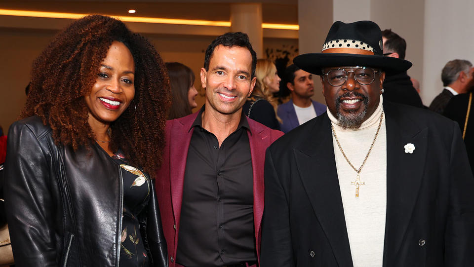 Pearlena Igbokwe, George Cheeks and Cedric the Entertainer attend The Alliance For Children's Rights 31st Annual Champions for Children Gala at The Beverly Hilton on March 15, 2023 in Beverly Hills, California.