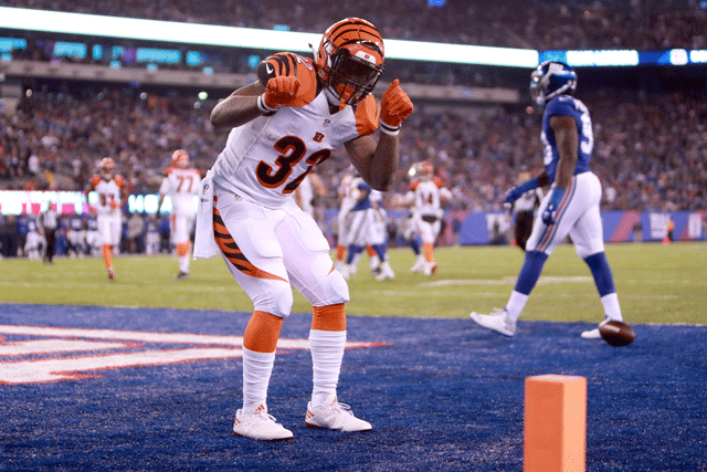 Trying to make the fantasy playoffs? Jeremy Hill can help. (Getty) 