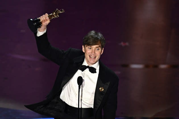 Cillian Murphy accepts the award for Best Actor in a Leading Role for "Oppenheimer"  - Credit: Patrick T. Fallon/AFP/Getty Images