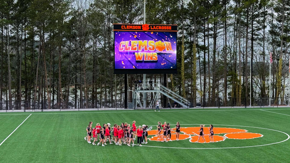  The new LED scoreboard at Clemson's lacrosse complex. . 