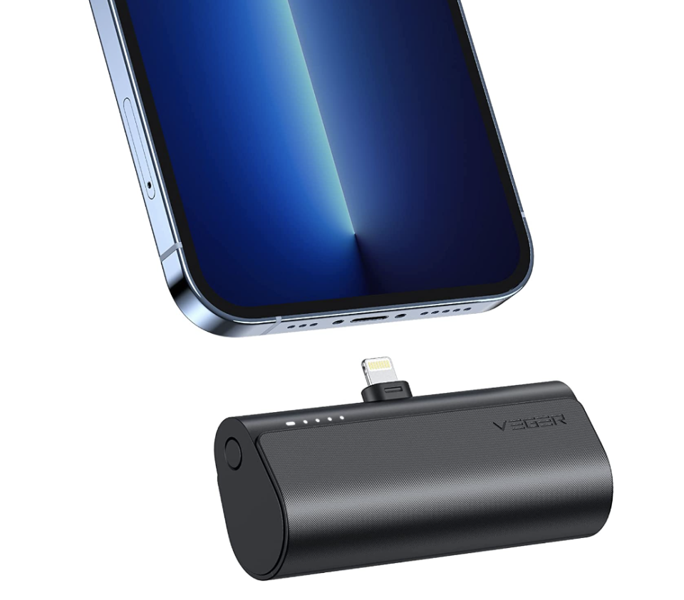 Mini Portable Charger for iPhone in black (photo via Amazon)