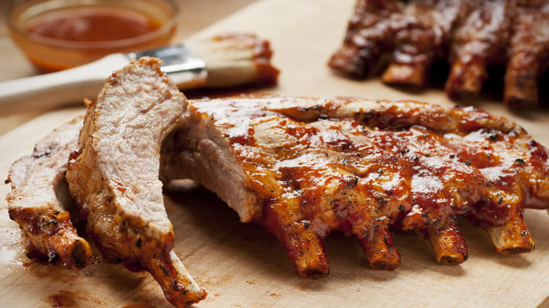 Baby back ribs on grill