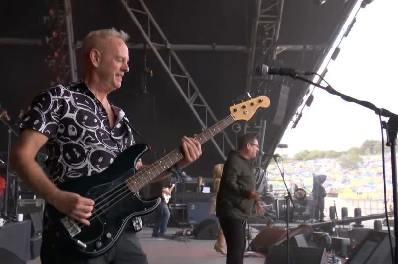 Fatboy Slim played "Happy Hour" at Glastonbury Festival with his Housemartins bandmate Paul Heaton -Credit:BBC