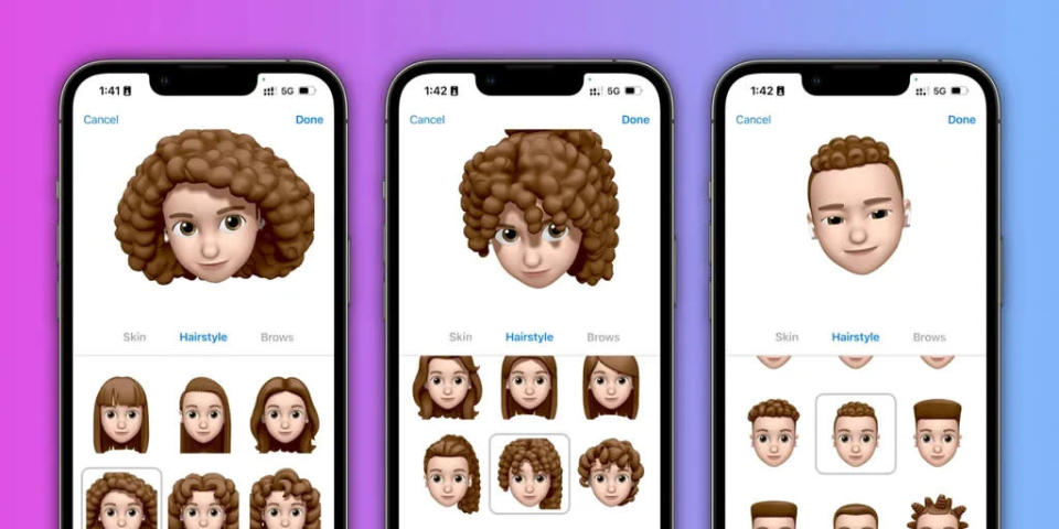 Os Memojis devem trazer cabelos encaracolados para representar esse tipo de visual (Imagem: Reprodução/Apple)