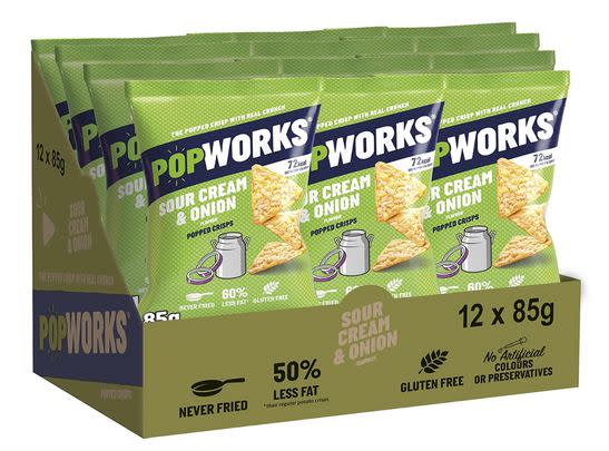 Make a 36% saving on this crate of twelve packets of healthy popped crisps