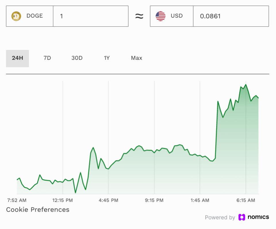 dogecoin, precio de dogecoin, bitcoin, precio de bitcoin, Elon Musk, Twitter, Tesla, gráfico