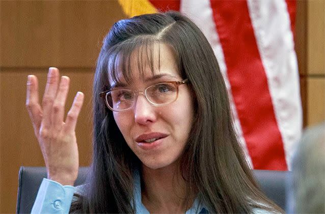 defendant Jodi Arias testifies about killing Travis Alexander in 2008 during her murder trial in Phoenix. Photo: AP