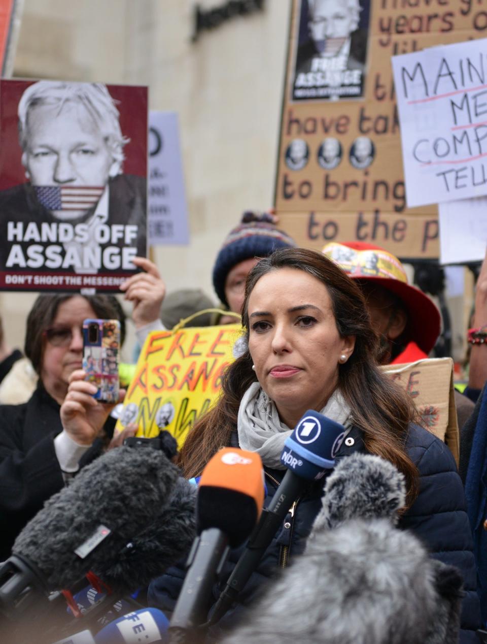 Stella Assange outside court (SOPA Images/LightRocket via Getty)