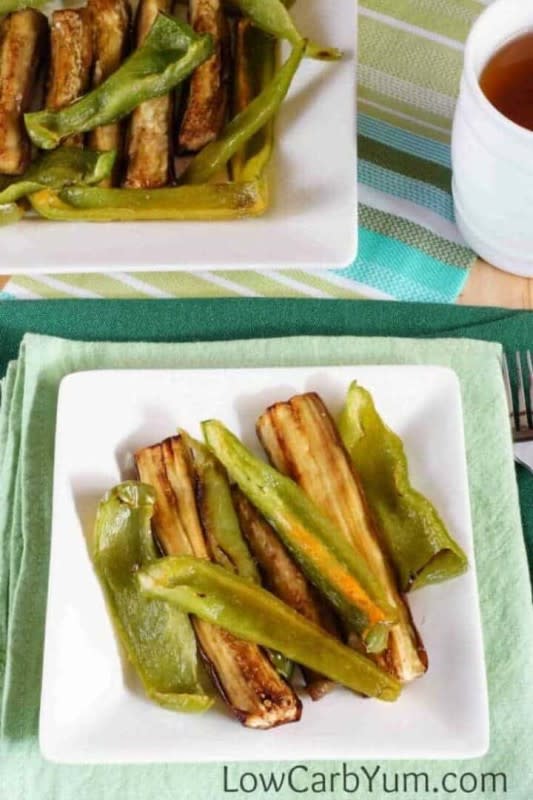 <p>Low Carb Yum</p><p>Oven roasting is a fast way to cook up fresh vegetables like eggplant and green peppers. This easy oven roasted vegetables recipe is very quick to prepare.</p><p><strong>Get the recipe: </strong><a href="https://lowcarbyum.com/easy-oven-roasted-vegetables/" rel="nofollow noopener" target="_blank" data-ylk="slk:Easy Oven Roasted Vegetables;elm:context_link;itc:0;sec:content-canvas" class="link "><strong>Easy Oven Roasted Vegetables</strong></a></p>