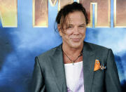 Actor Mickey Rourke poses during a photocall for the movie Iron Man 2 in Los Angeles, California April 23, 2010. REUTERS/Gus Ruelas (UNITED STATES - Tags: ENTERTAINMENT)