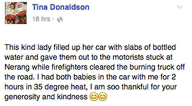 A message posted to social media about the random act of kindness performed by a Nerang resident yesterday. Source: Facebook.