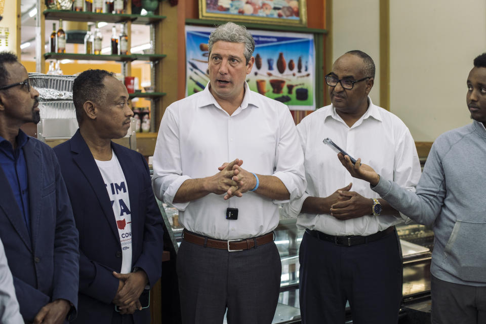 Ohio Senate candidate Tim Ryan greets members of the Somali community