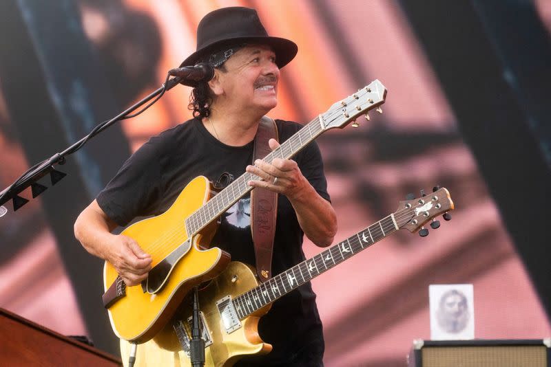 FILE PHOTO: Singer Carlos Santana performs during the "We Love NYC: The Homecoming Concert" at Central Park in New York City