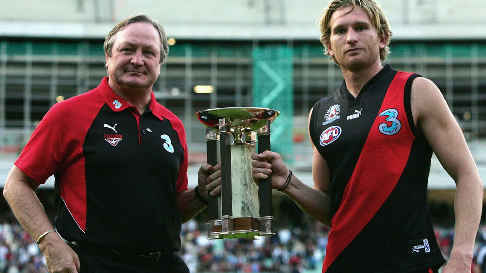 James Hird and Kevin Sheedy in 2005. (Photo by Ryan Pierse/Getty Images)