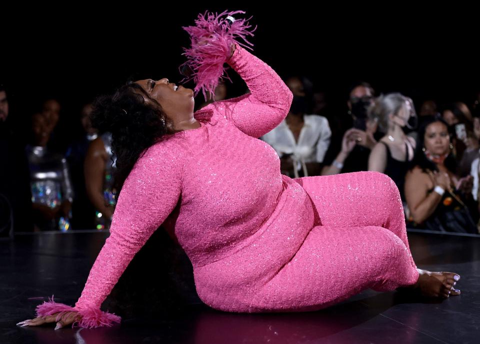 Lizzo and the Big Grrrls perform onstage at the Lizzo "Lizzoverse" album Playback Performance at Cipriani 25 Broadway on July 15, 2022 in New York City