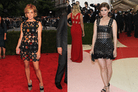 Actress Chloe Sevigny sported a 60s Miu Miu mini dress at the 2012 'Schiaparelli and Prada: Impossible Conversations,' Met Gala, while <i>House of Cards</i> star Kate Mara looked stunningly similar in her little black number by Paco Rabanne.