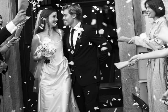 <p>Bence Barsony</p> Barbara Palvin and Dylan Sprouse at their wedding in Hungary