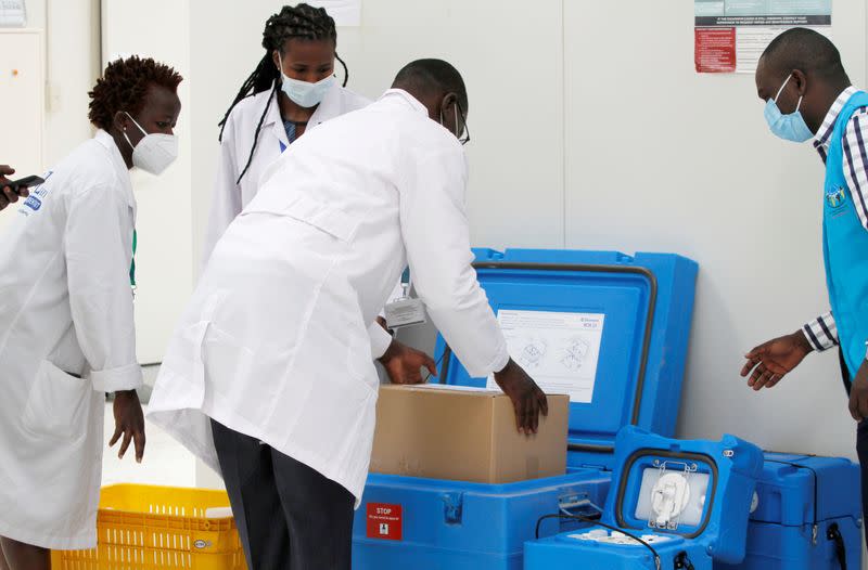 FILE PHOTO: A consignment of AstraZeneca/Oxford COVID-19 vaccines in Kitengela