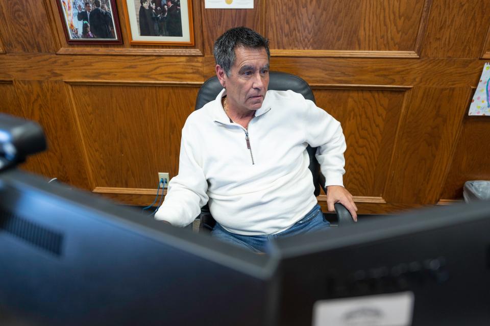 Pueblo County Assessor Frank Beltran works from his desk at the Pueblo County Courthouse on Thursday, Jan. 19, 2023.