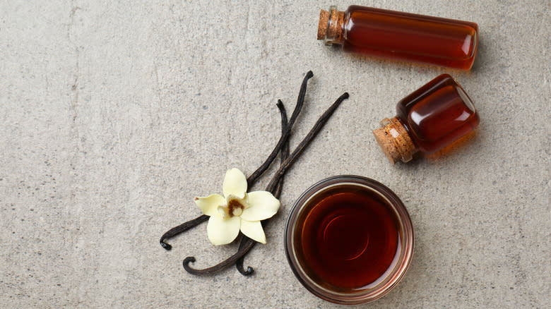 Vials of vanilla extract