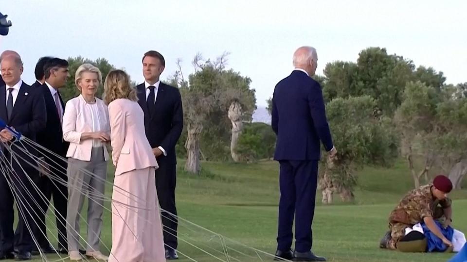 White House slams claim that Biden wandered from G7 event.