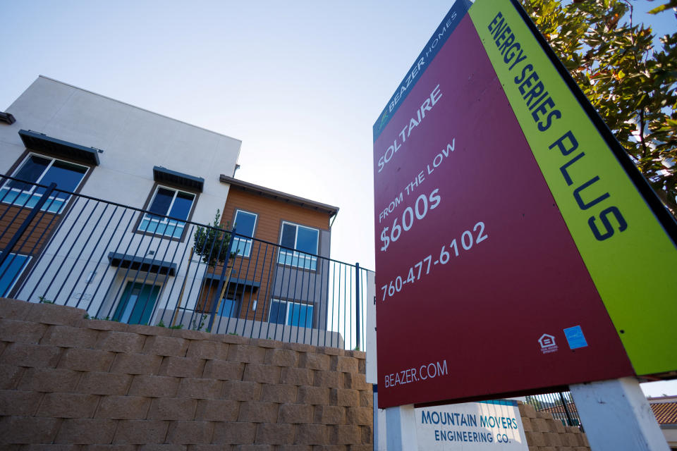 New contemporary attached residential homes are shown for sale by Beazer Homes USA Inc. in Vista, California, U.S., October 24, 2023.     REUTERS/Mike Blake