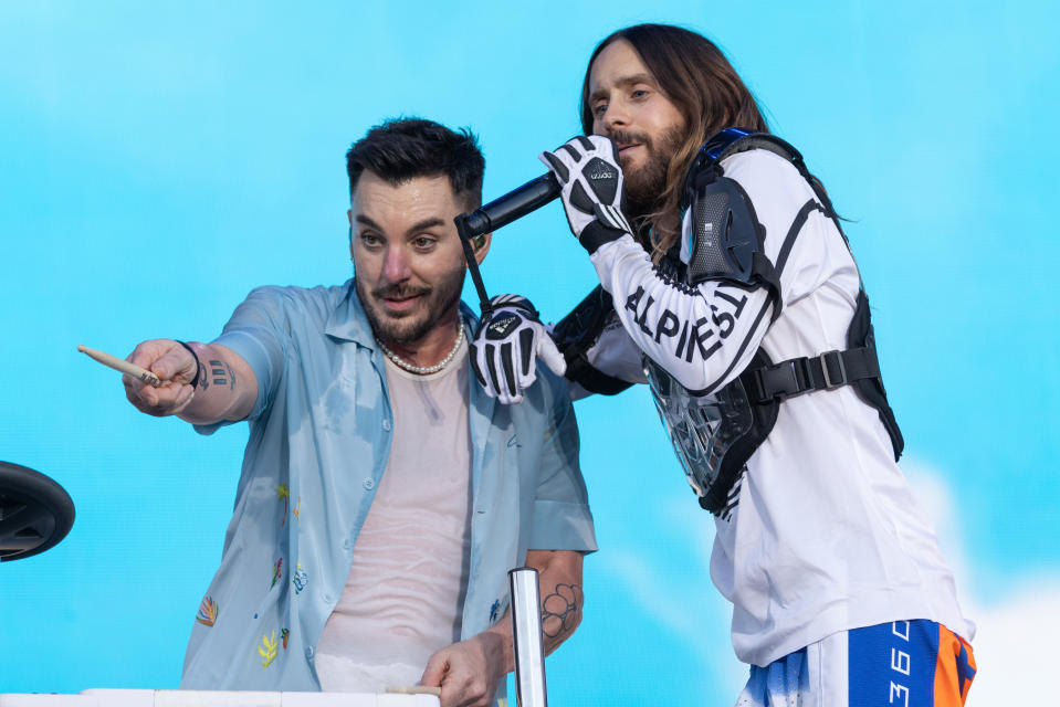 AUSTIN, TEXAS - OCTOBER 14: Shannon Leto (L) and Jared Leto of Thirty Seconds to Mars perform onstage during weekend two, day two of Austin City Limits Music Festival at Zilker Park on October 14, 2023 in Austin, Texas. (Photo by Rick Kern/WireImage)