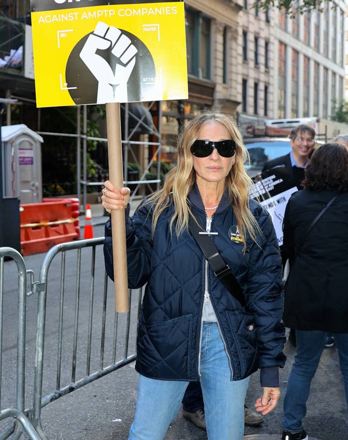 Sarah Jessica Parker on the picket line