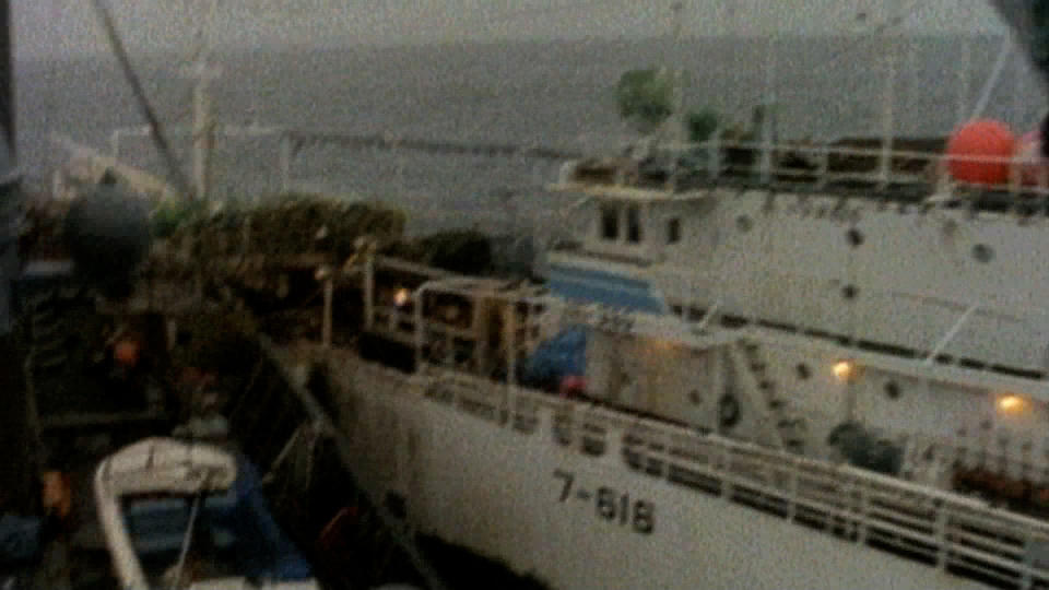A Japanese whaling vessel and a Sea Shepherd boat crashing into one another.