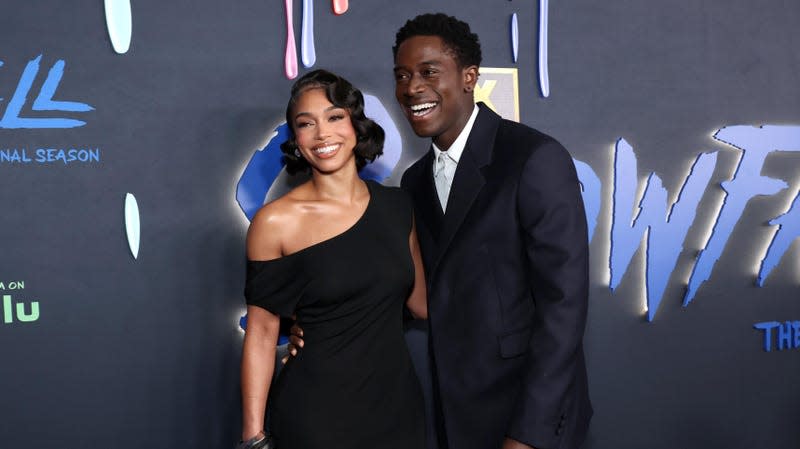 Lori Harvey and Damson Idris attend the Red Carpet Premiere Event for the Sixth and Final Season of FX’s “Snowfall” on February 15, 2023 in Los Angeles, California.