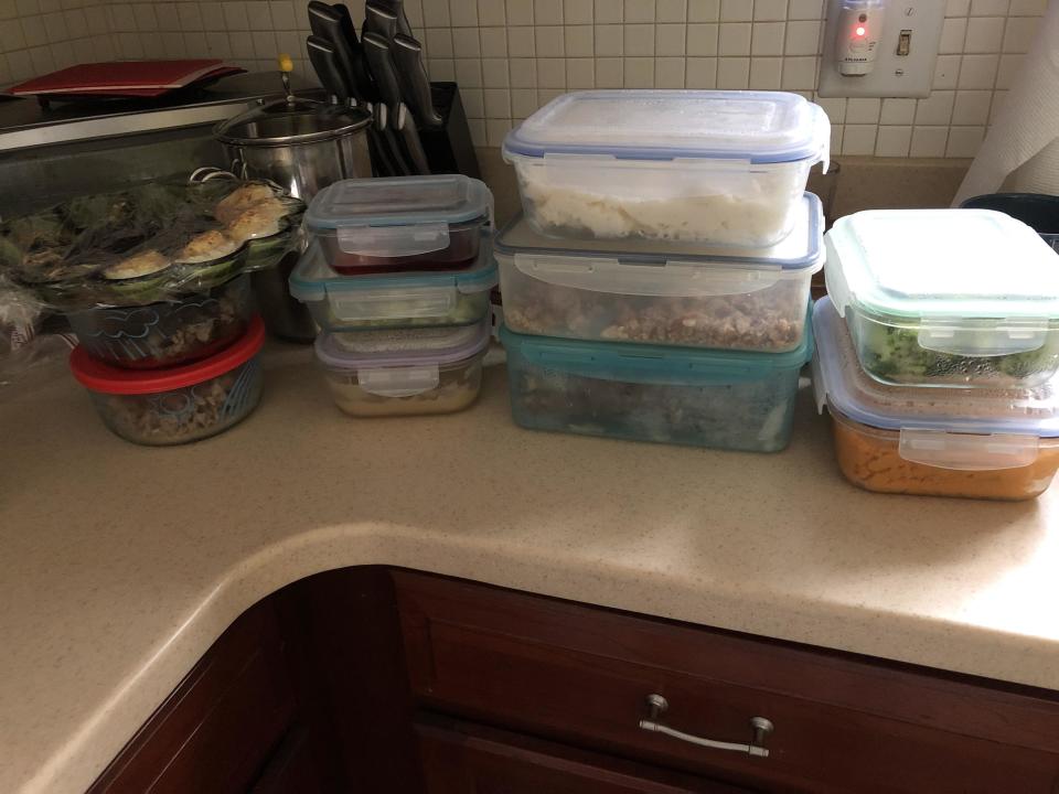 thanksgiving leftovers on a kitchen counter