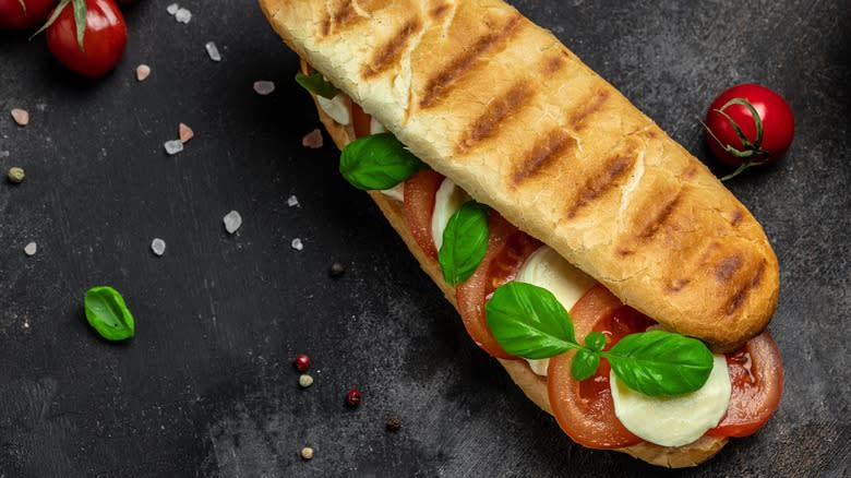 toasted tomato, mozzarella, basil baguette