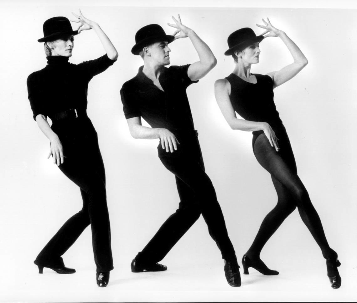 “Fosse” cast members, from left, Christine Colby Jacques, Greg Reuter and Sara Henry demonstrate some of the choreographer’s signature moves. The show came to Starlight Theatre in 2000.