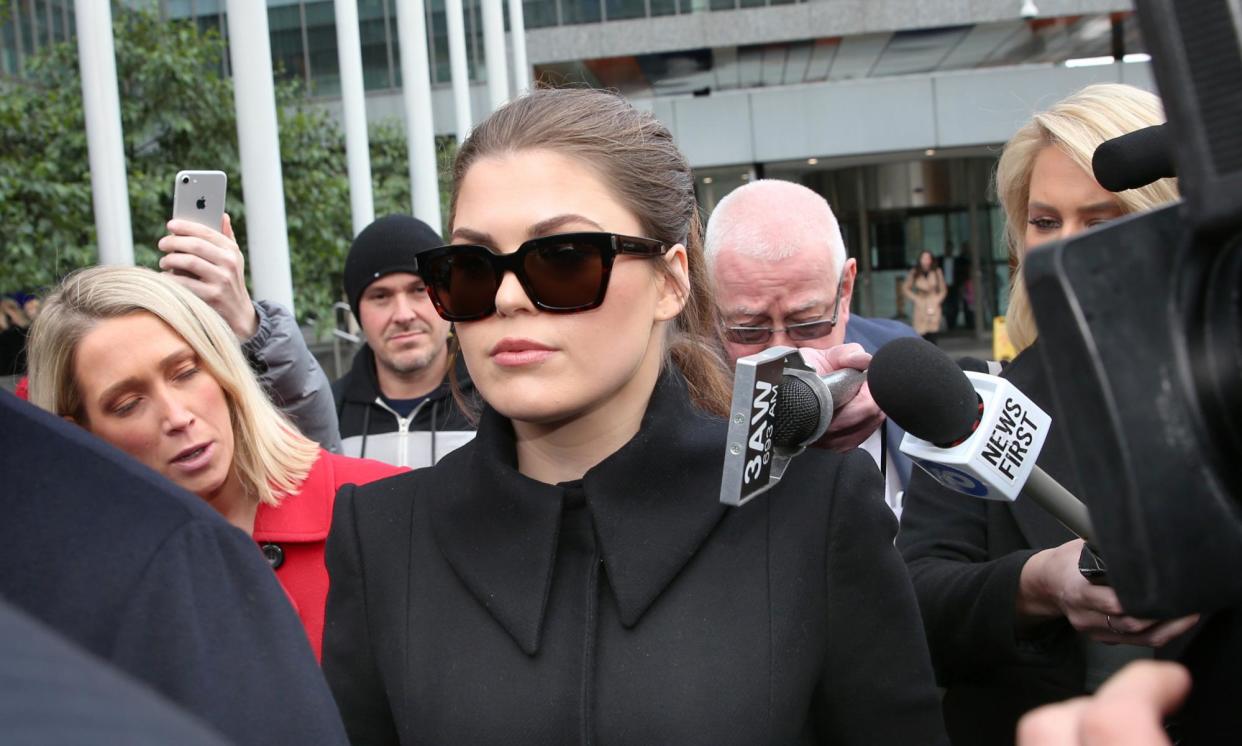 <span>Bad influencer … Belle Gibson at the federal court in Melbourne, 2019.</span><span>Photograph: ITV</span>
