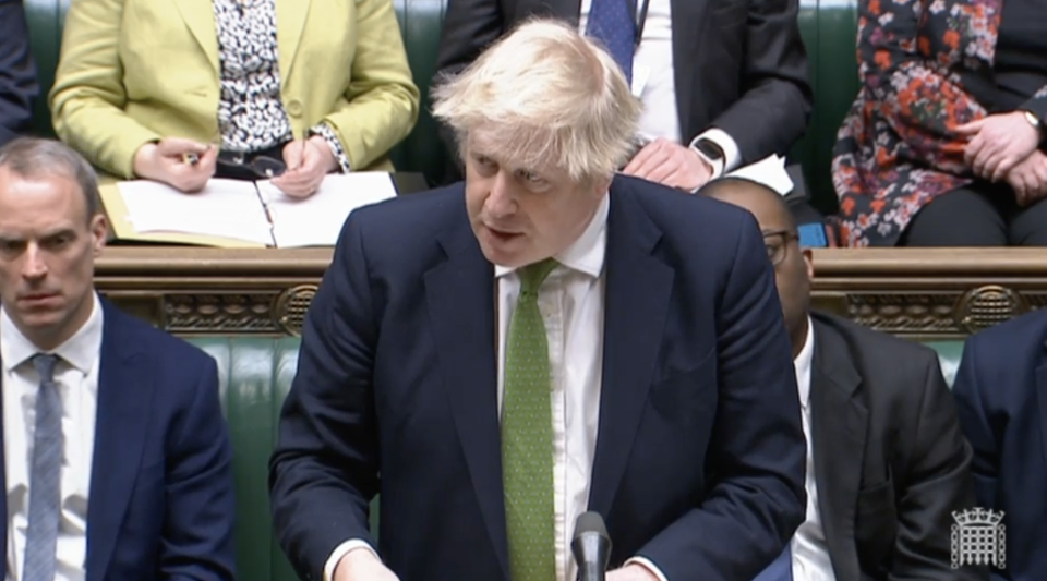 Boris Johnson announced the new sanctions in the House of Commons (Parliament) 