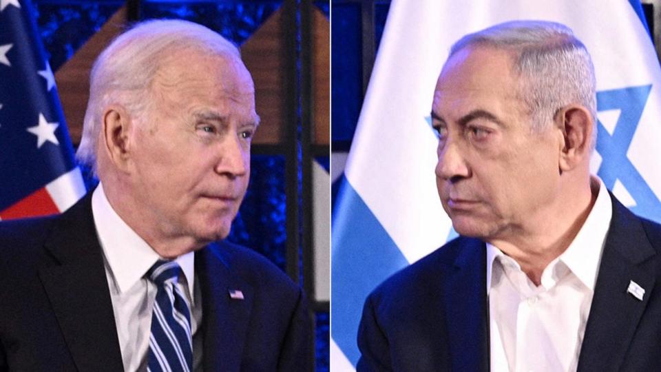 PHOTO: In this Oct. 18, 2023, file photo, President Joe Biden meets with Israel's Prime Minister Benjamin Netanyahu in Tel Aviv. (Brendan Smialowski/AFP via Getty Images, FILE)