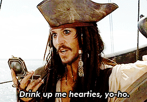 Jack saying "Drink up, me hearties, yo-ho"