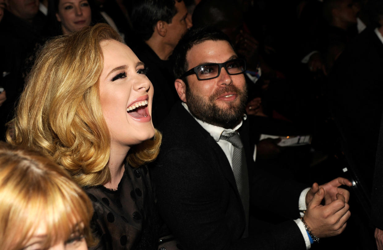 LOS ANGELES, CA – FEBRUARY 12: Adele and Simon Konecki attend The 54th Annual GRAMMY Awards at Staples Center in Los Angeles, California. (Photo by Kevin Mazur/WireImage)