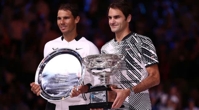 Nadal and Federer at the Australian Open. Image: Getty