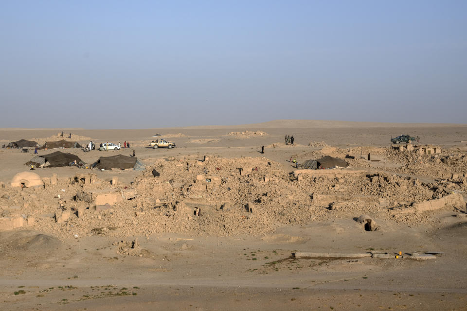 A general view of the Chaahak village after an earthquake in Zenda Jan district in Herat province, western Afghanistan, Wednesday, Oct. 11, 2023. Another strong earthquake shook western Afghanistan on Wednesday morning after an earlier one killed more than 2,000 people and flattened whole villages in Herat province in what was one of the most destructive quakes in the country's recent history. (AP Photo/Ebrahim Noroozi)