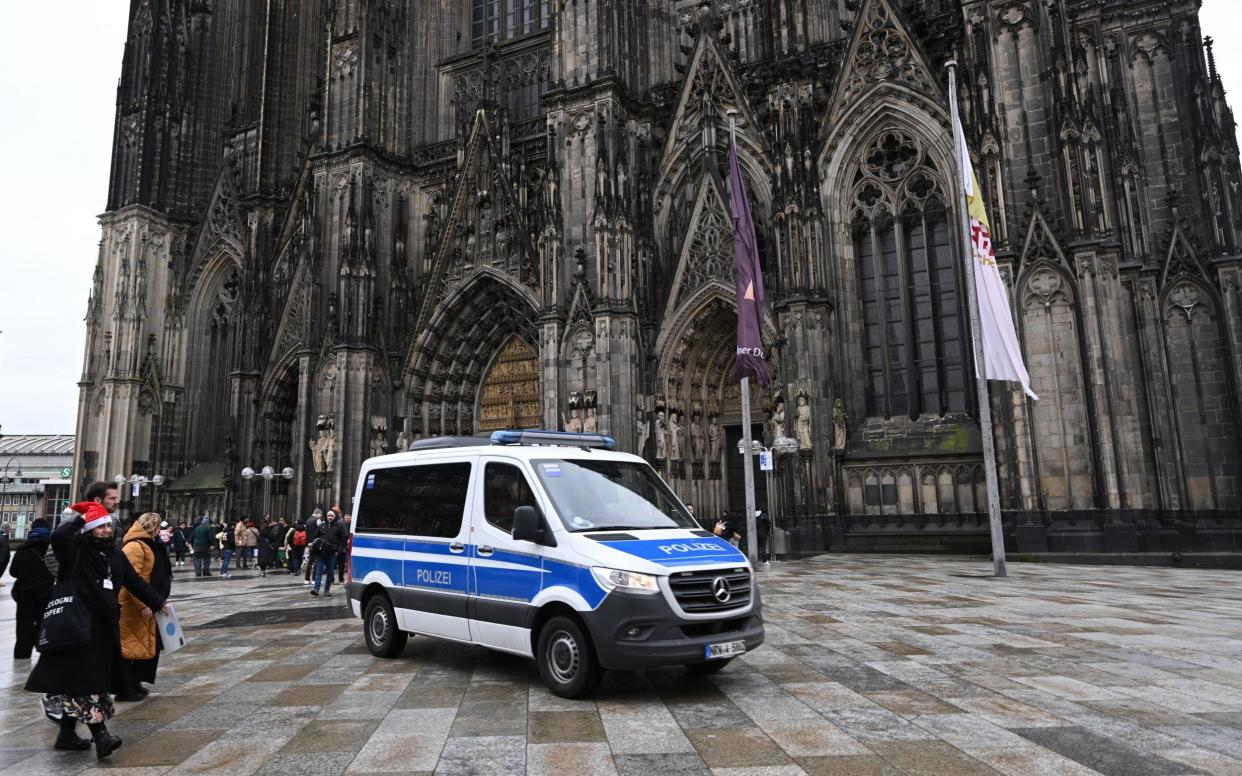 A police van outside Cologne Cathedral