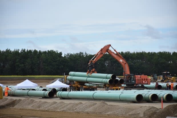 The Alberta government introduced a turn-off-the-taps law in 2018 during a spat with neighbouring B.C. about the expansion of the TransMountain oil pipeline. Construction of the pipeline is now proceeding, but the B.C. government has challenged Alberta's law in court. (Terry Reith/CBC - image credit)