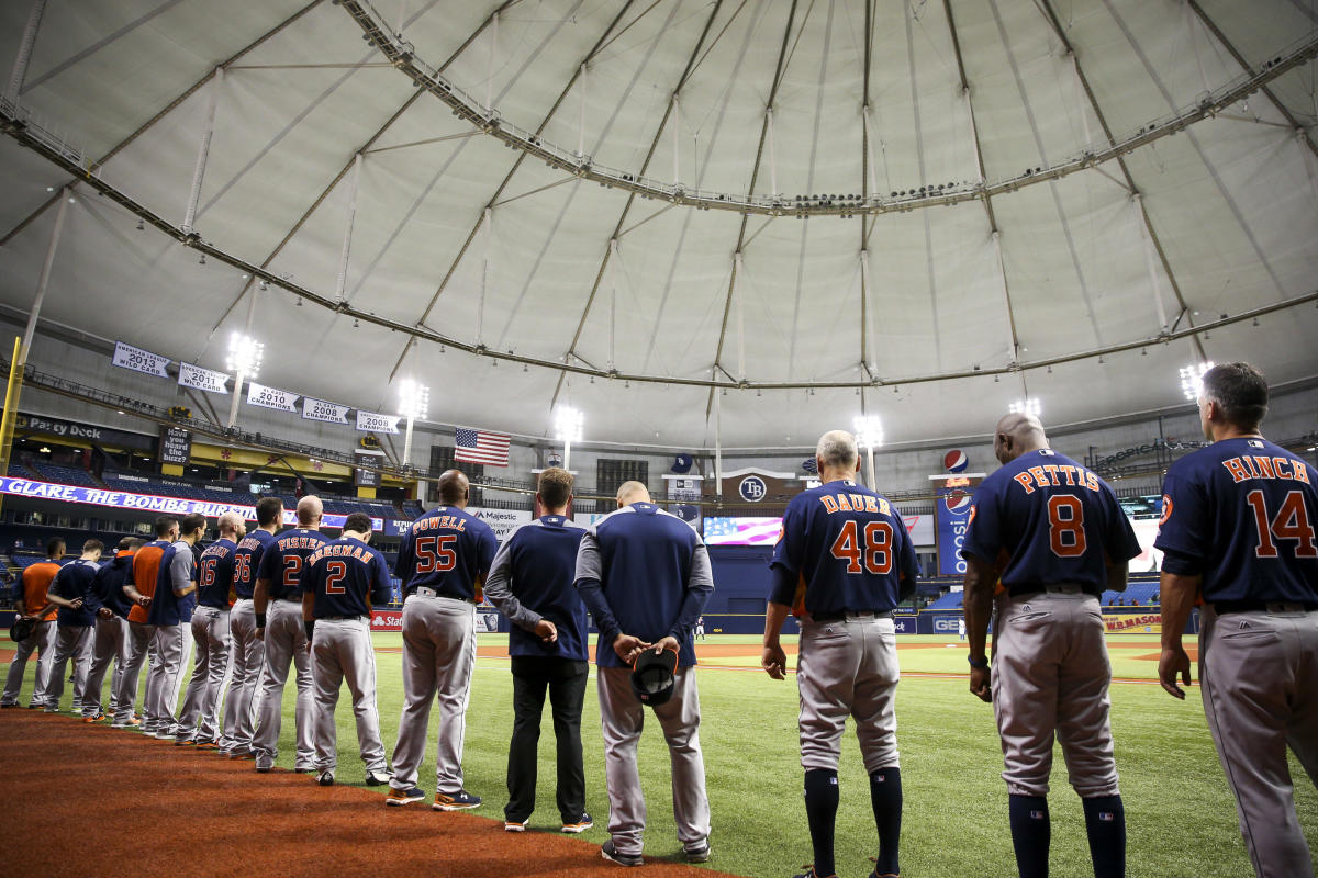 Tropicana Field Nighttime, Dark outside the dome, more gray…