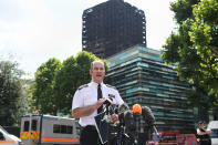 <p>Metropolitan Police Commander Stuart Cundy speaks to the media near Grenfell Tower after a fire engulfed the 24-storey building, in London, Saturday June 17, 2017. London police say 58 people who were in Grenfell Tower are still missing and assumed to be dead. Cundy said Saturday that this number, which was based on reports from the public, may rise. He says it will take weeks or longer to recover and identify all the dead in the public housing block that was devastated by a fire early Wednesday. (Victoria Jones/PA via AP) </p>