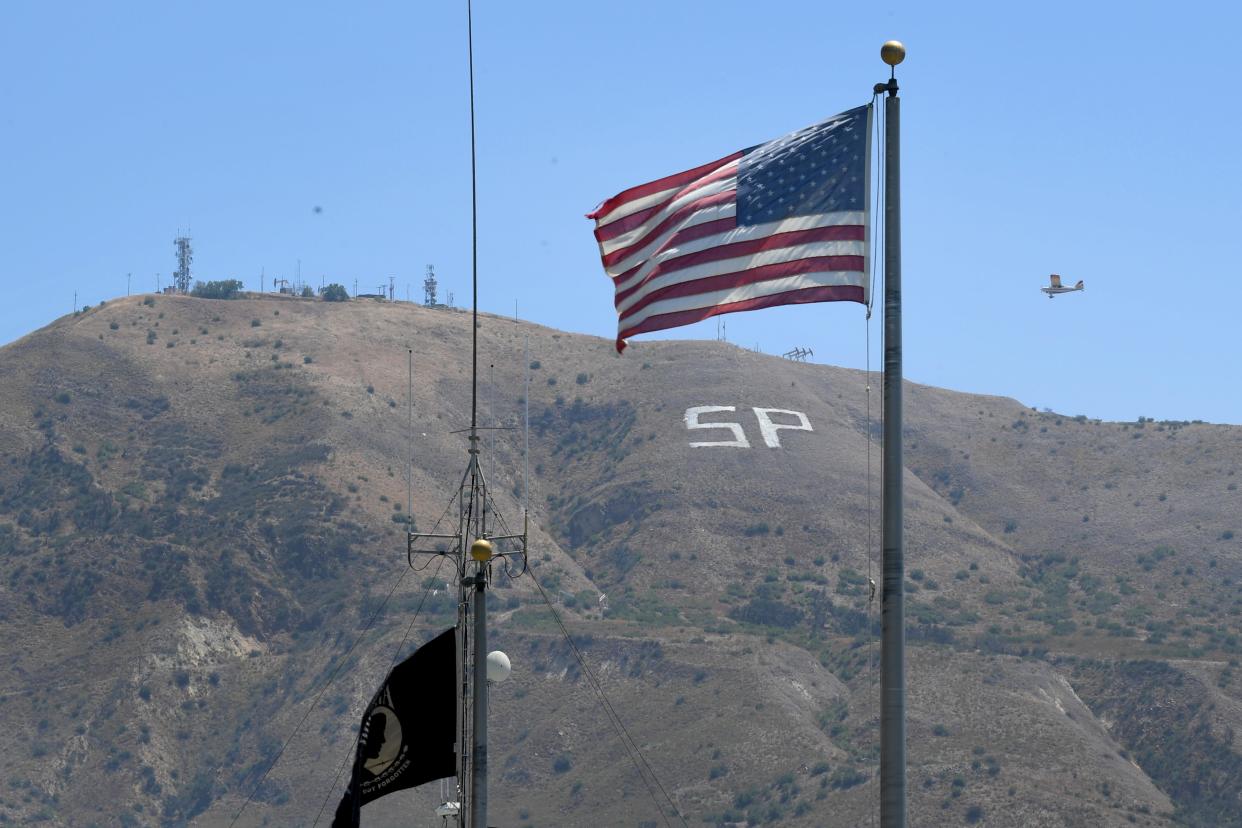 The hillside "SP" monogram above Santa Paula stood out clearly Tuesday after a cleanup effort on the South Mountain property last week.