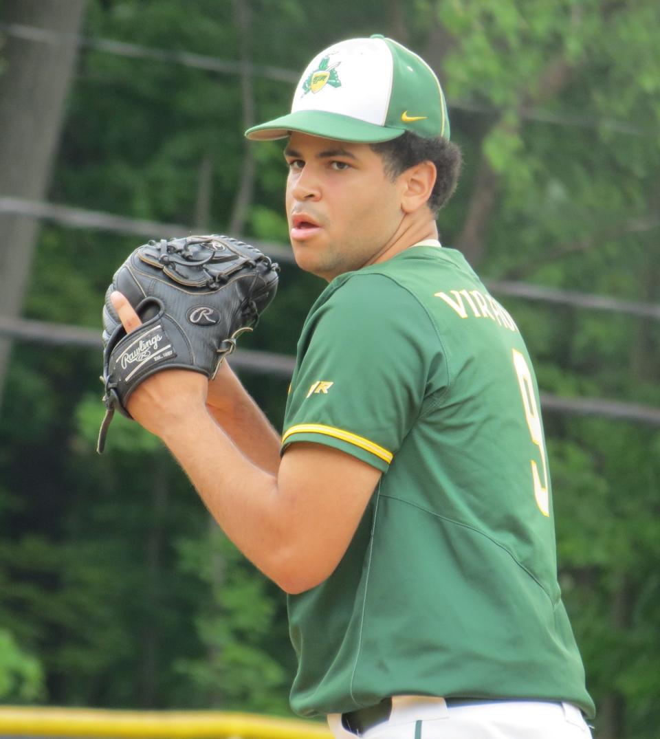 Senior Jeff Germosen pitched St. Joseph to a 3-0 win over Don Bosco in the semifinals of the 65th Bergen County Baseball Tournament at Demarest High on Saturday, May 18, 2024.