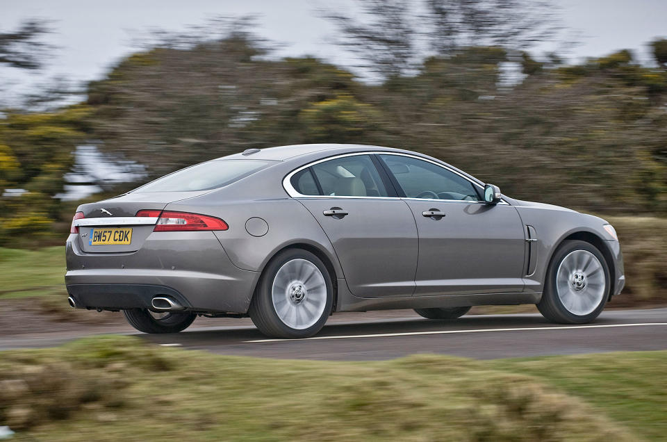 <p><span><span>The last Jaguar introduced under Ford’s ownership was a replacement for the S-Type, but had not even a vestige of the earlier model’s retro styling, though had some of the earlier car’s underpinnings. It was designed by Ian Callum, and many judge it one of his best main-market designs.</span></span></p><p><span><span>Customer choice, however, was similarly wide, with saloon and estate bodies, and several petrol and diesel engines including another </span><span>supercharged V8</span><span>, this one measuring </span><span>5.0 litres</span><span>. The V8 produced </span><span>over</span> <span>500bhp</span><span> in the XFR, and a mighty </span><span>542bhp</span><span> in the XFR-S.</span></span></p>